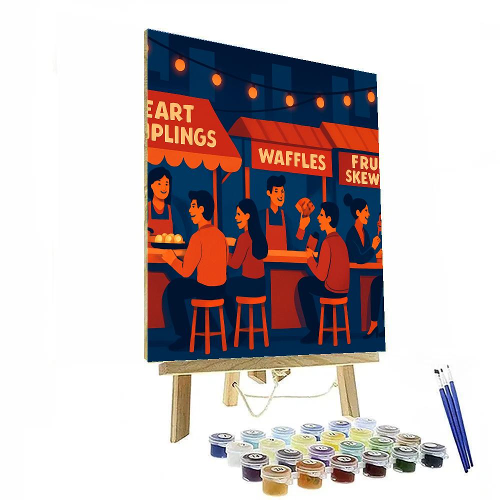 Street Food Valentines Day Night Feast painting number kit