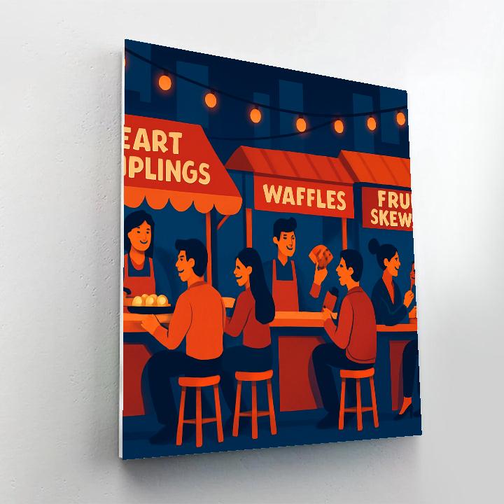 Street Food Valentines Day Night Feast painting number kit