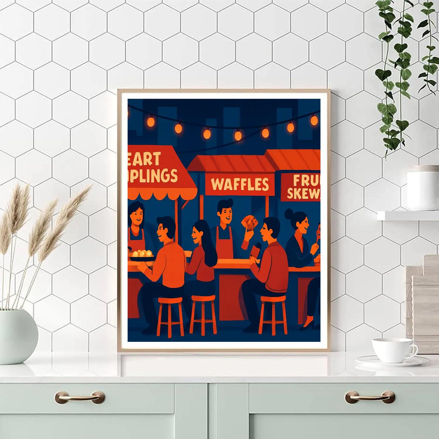 Street Food Valentines Day Night Feast painting number kit