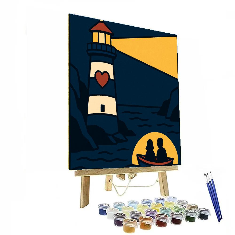 Harbor Lighthouse Valentines Day Beacon Painting by numbers kit