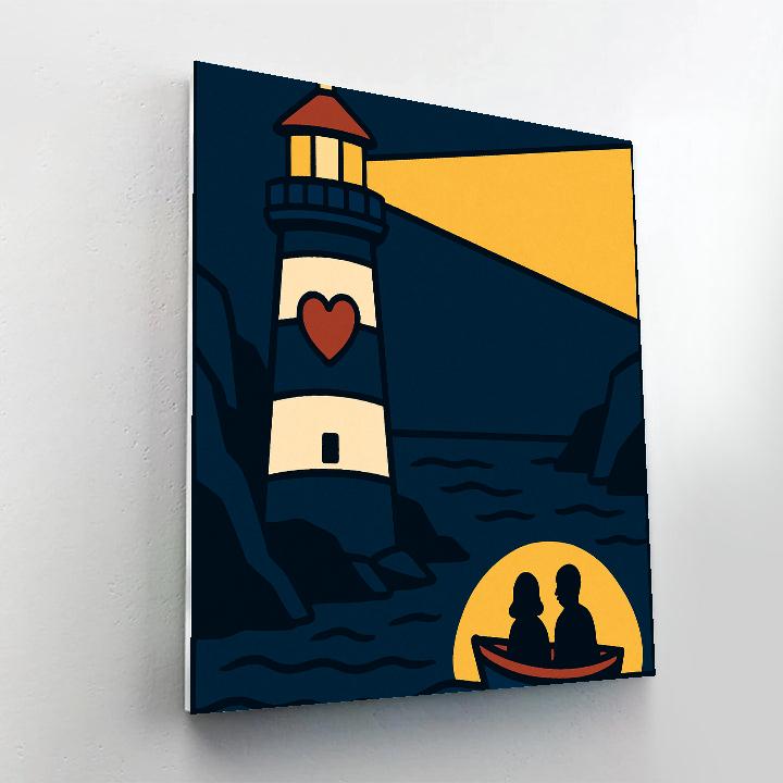 Harbor Lighthouse Valentines Day Beacon Painting by numbers kit