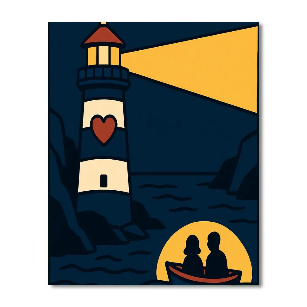 Harbor Lighthouse Valentines Day Beacon Painting by numbers kit
