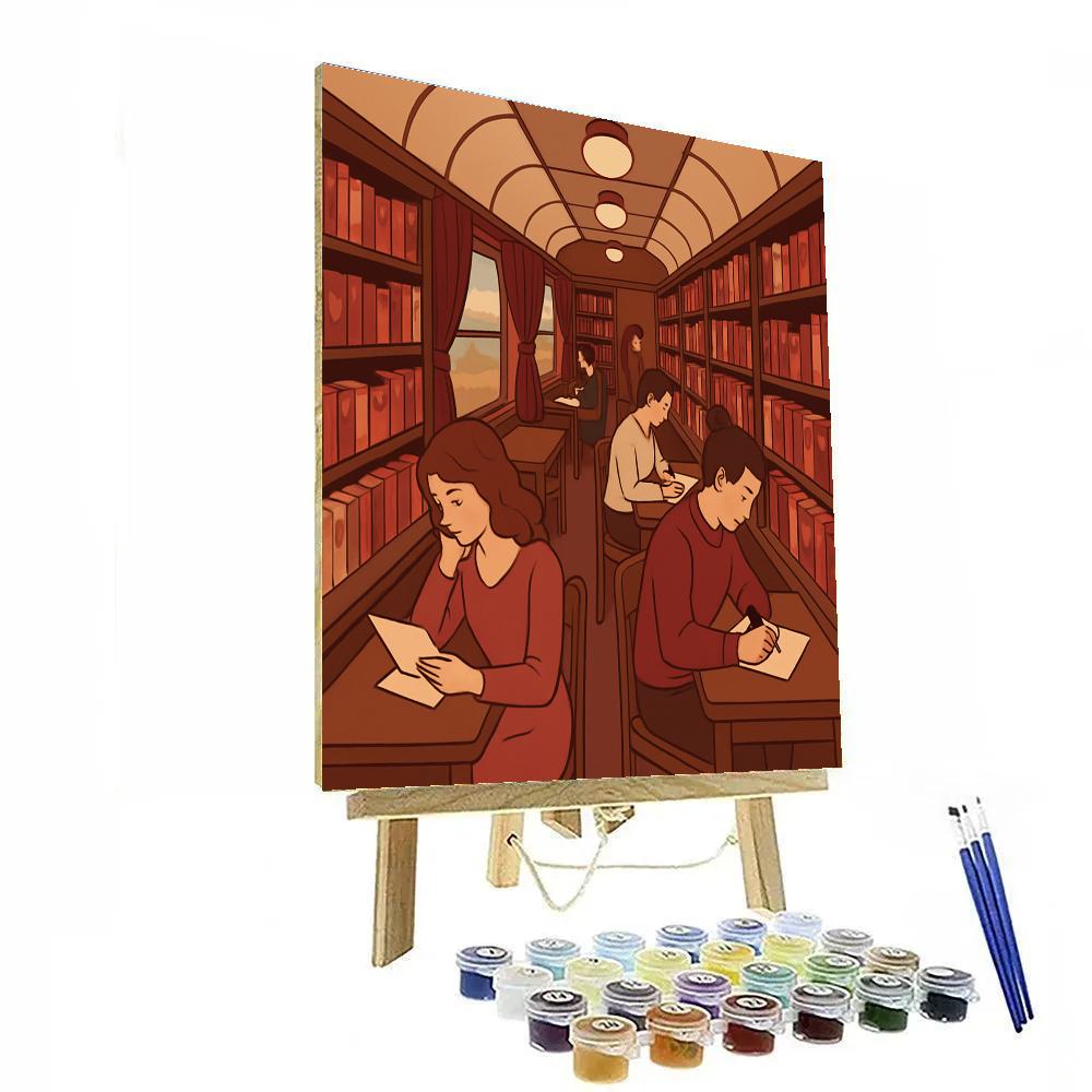 Valentines Day Train Library Car Of Letters painting number kit