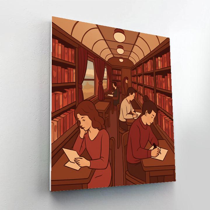 Valentines Day Train Library Car Of Letters painting number kit