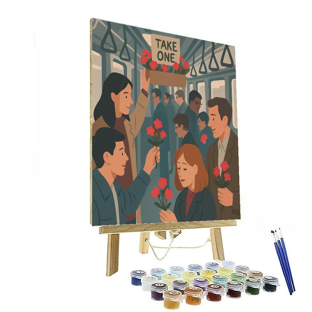 Valentines Day Morning Commuter Train Bouquet Swap DIY paint by numbers