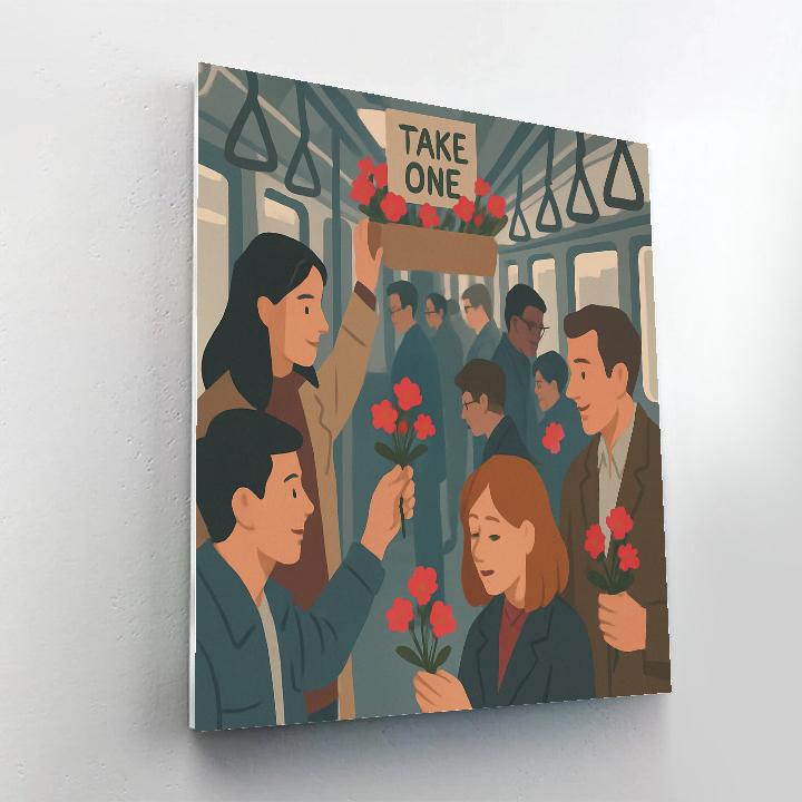 Valentines Day Morning Commuter Train Bouquet Swap DIY paint by numbers