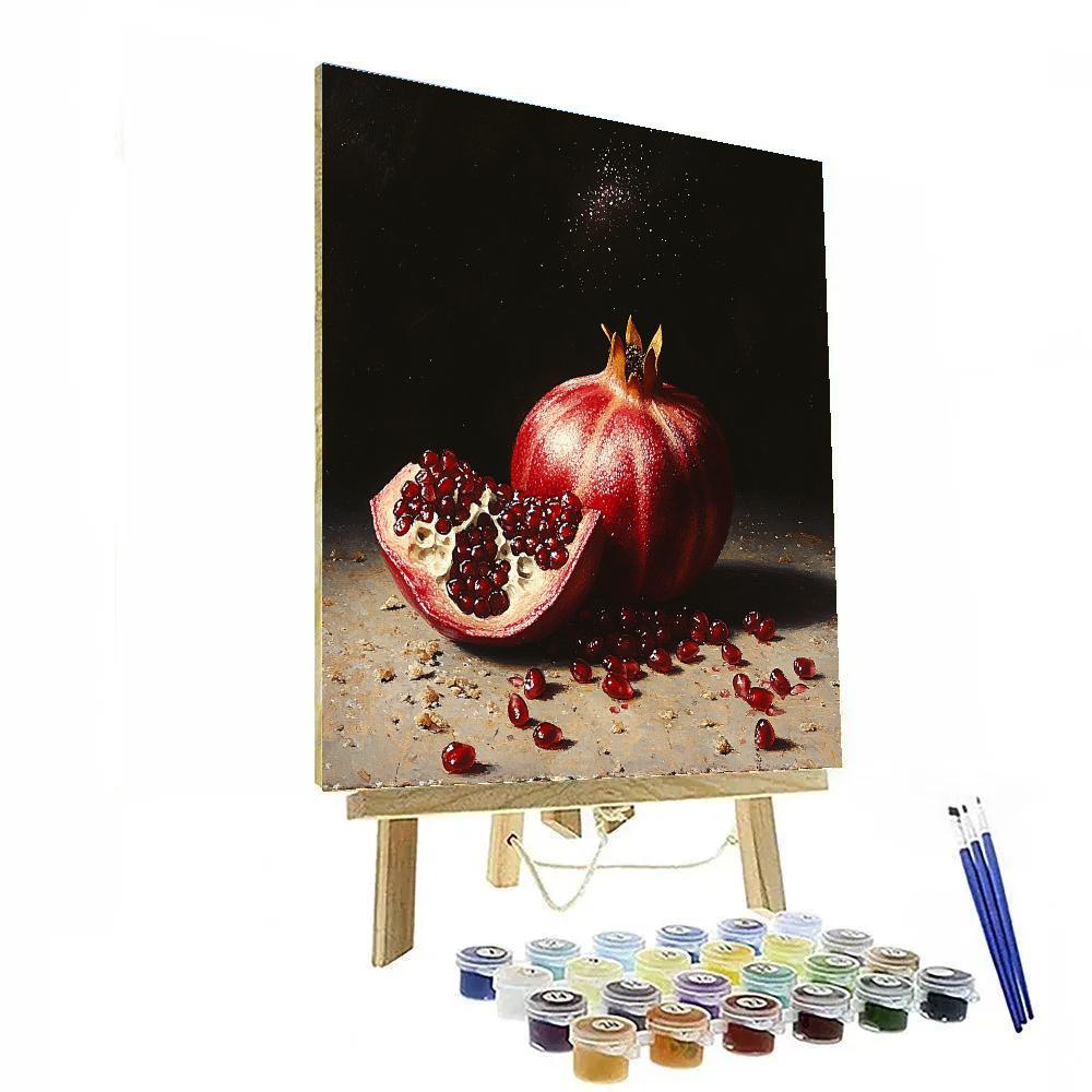 Caravaggio Inspired Comet Pomegranate Stillness paint by color