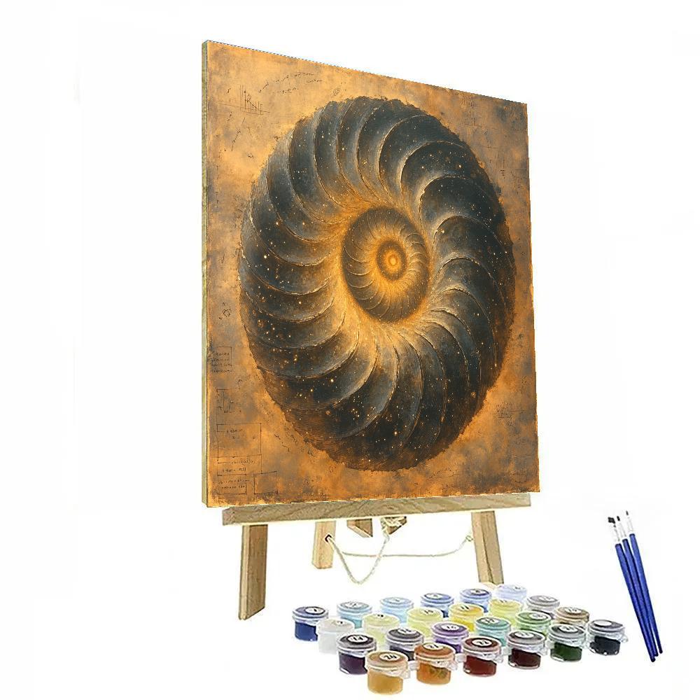 Leonardo Da Vinci Inspired Fossil Spiral Nebula Painting by numbers kit