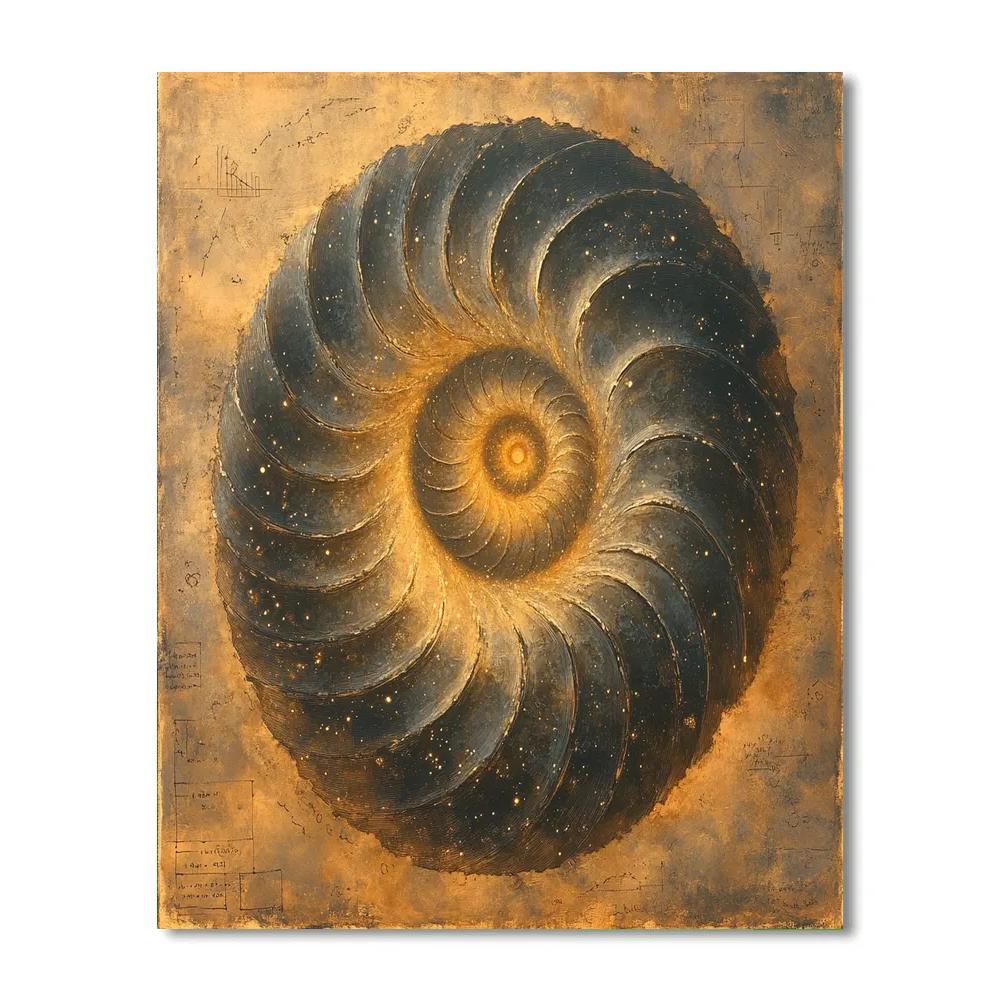 Leonardo Da Vinci Inspired Fossil Spiral Nebula Painting by numbers kit