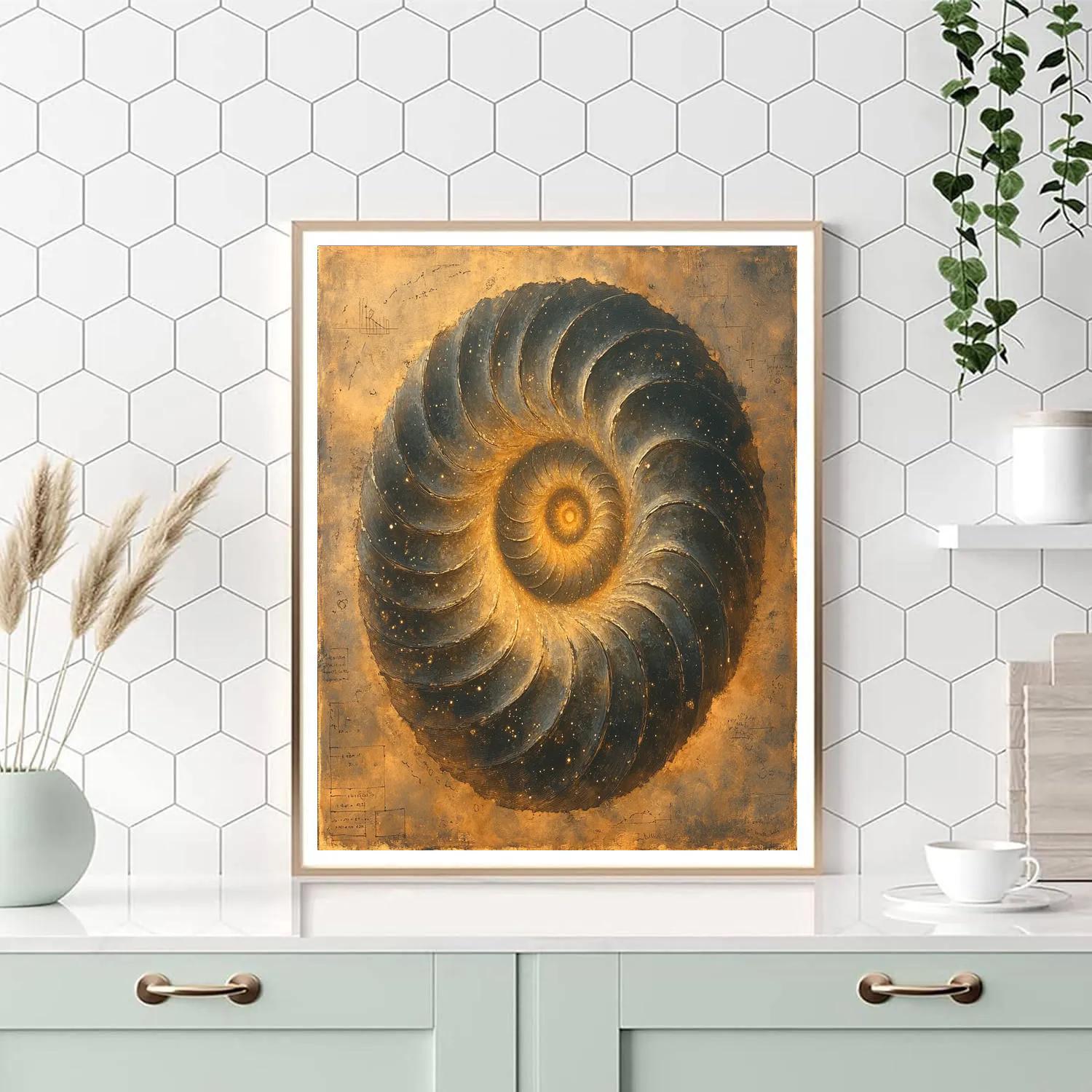 Leonardo Da Vinci Inspired Fossil Spiral Nebula Painting by numbers kit