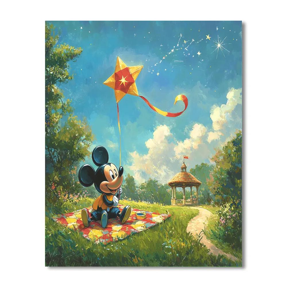Mickey Mouse Space Kite Picnic Disney Inspired Paint by numbers art