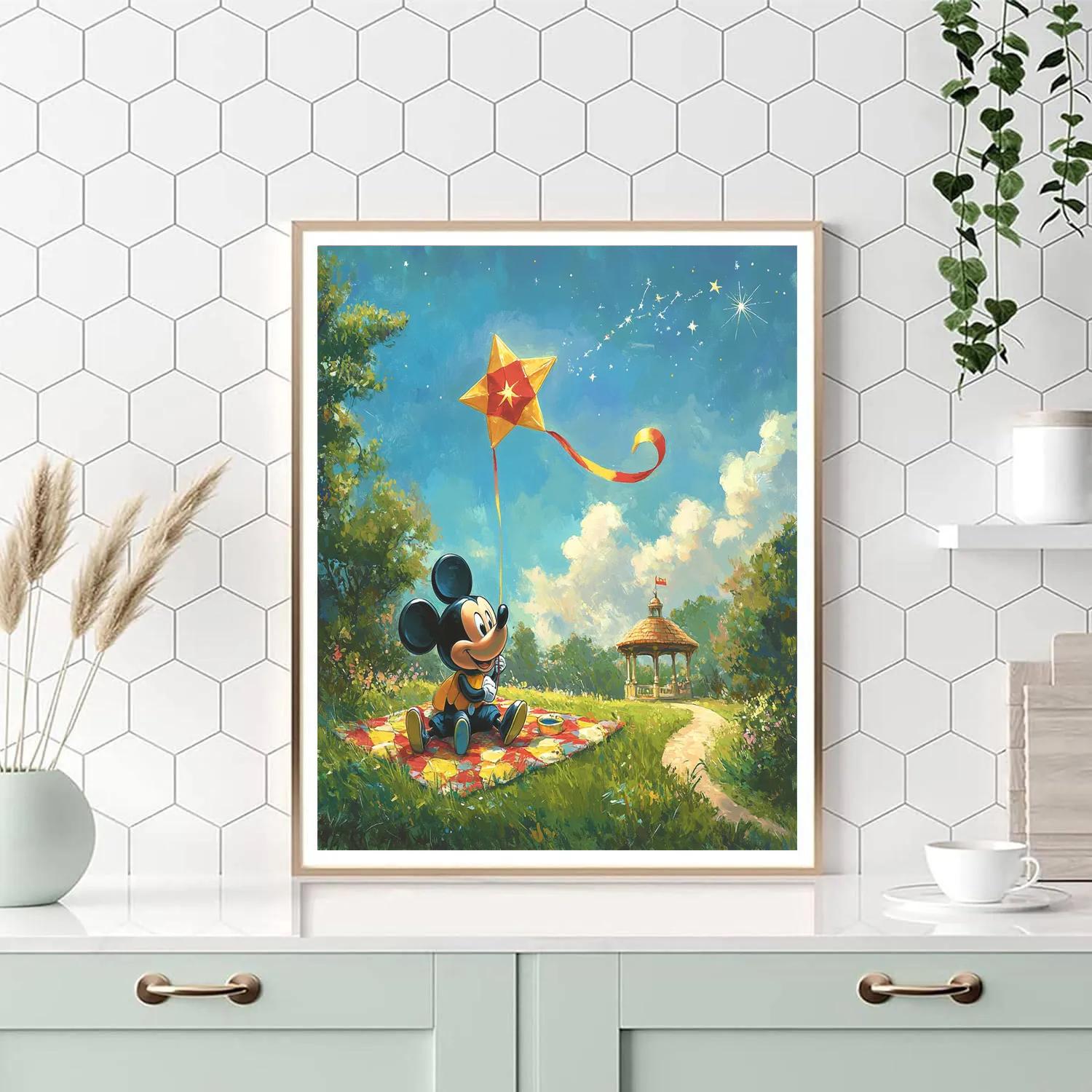 Mickey Mouse Space Kite Picnic Disney Inspired Paint by numbers art