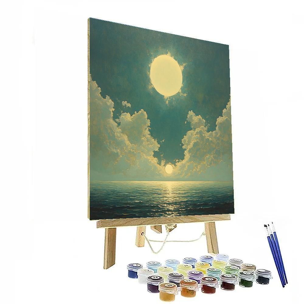 Leonardo Da Vinci Inspired Orchid Eclipse Over Quiet Ocean Numbered painting kits