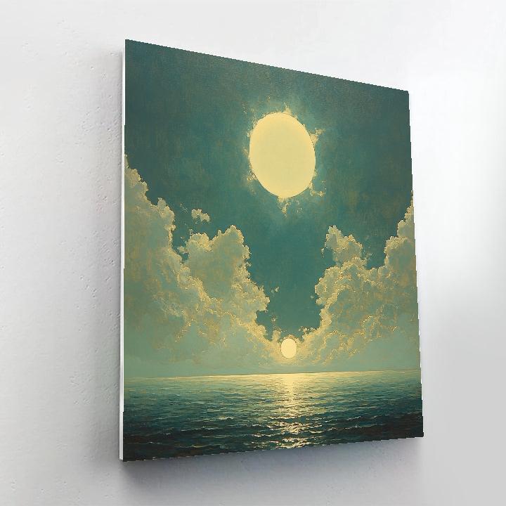 Leonardo Da Vinci Inspired Orchid Eclipse Over Quiet Ocean Numbered painting kits