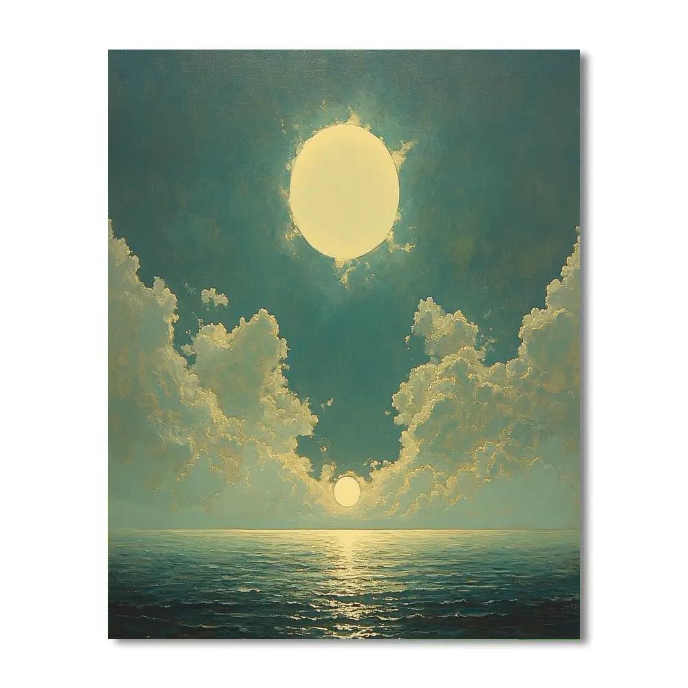 Leonardo Da Vinci Inspired Orchid Eclipse Over Quiet Ocean Numbered painting kits