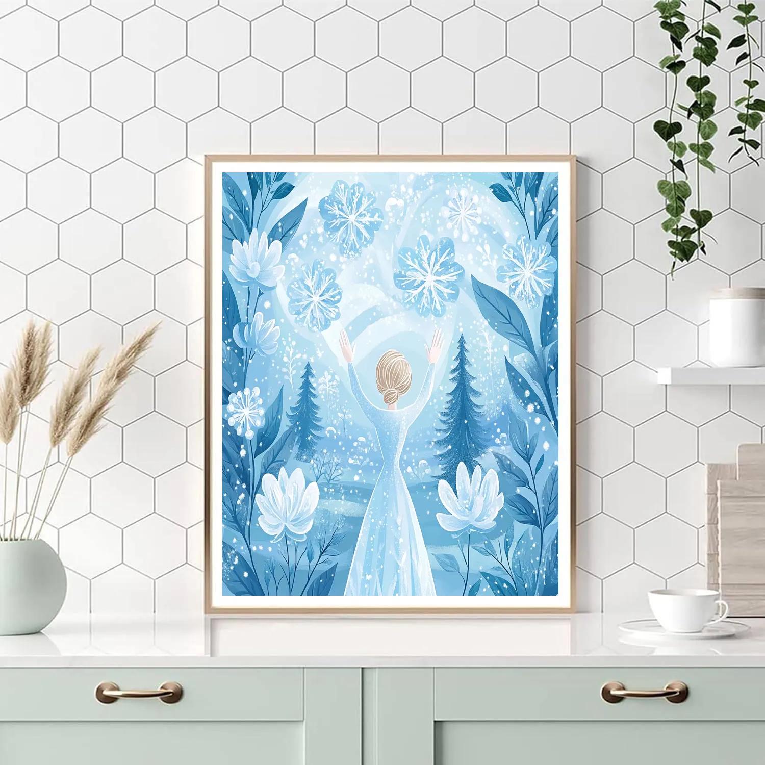Elsa Crystal Garden Morning Disney Inspired painting number kit