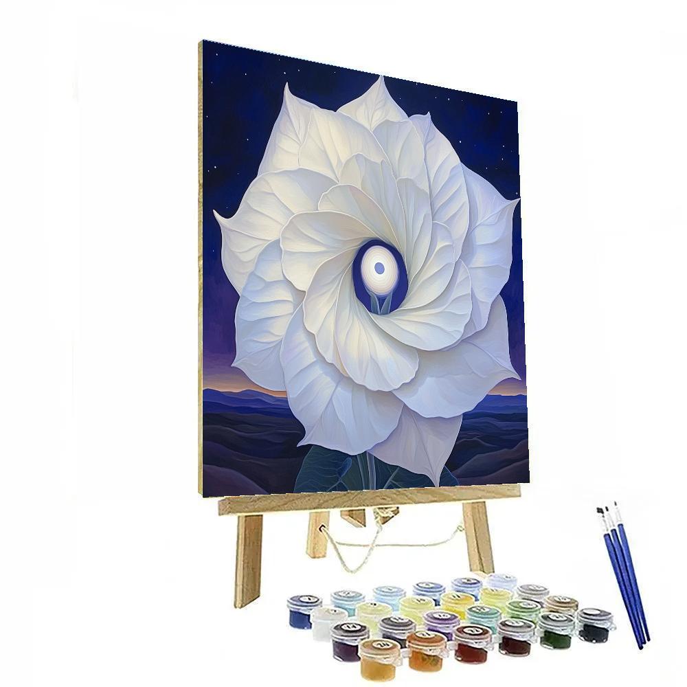 Georgia O’Keeffe Inspired Moonlit White Datura Spiral Numbered painting kits