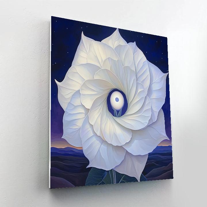 Georgia O’Keeffe Inspired Moonlit White Datura Spiral Numbered painting kits