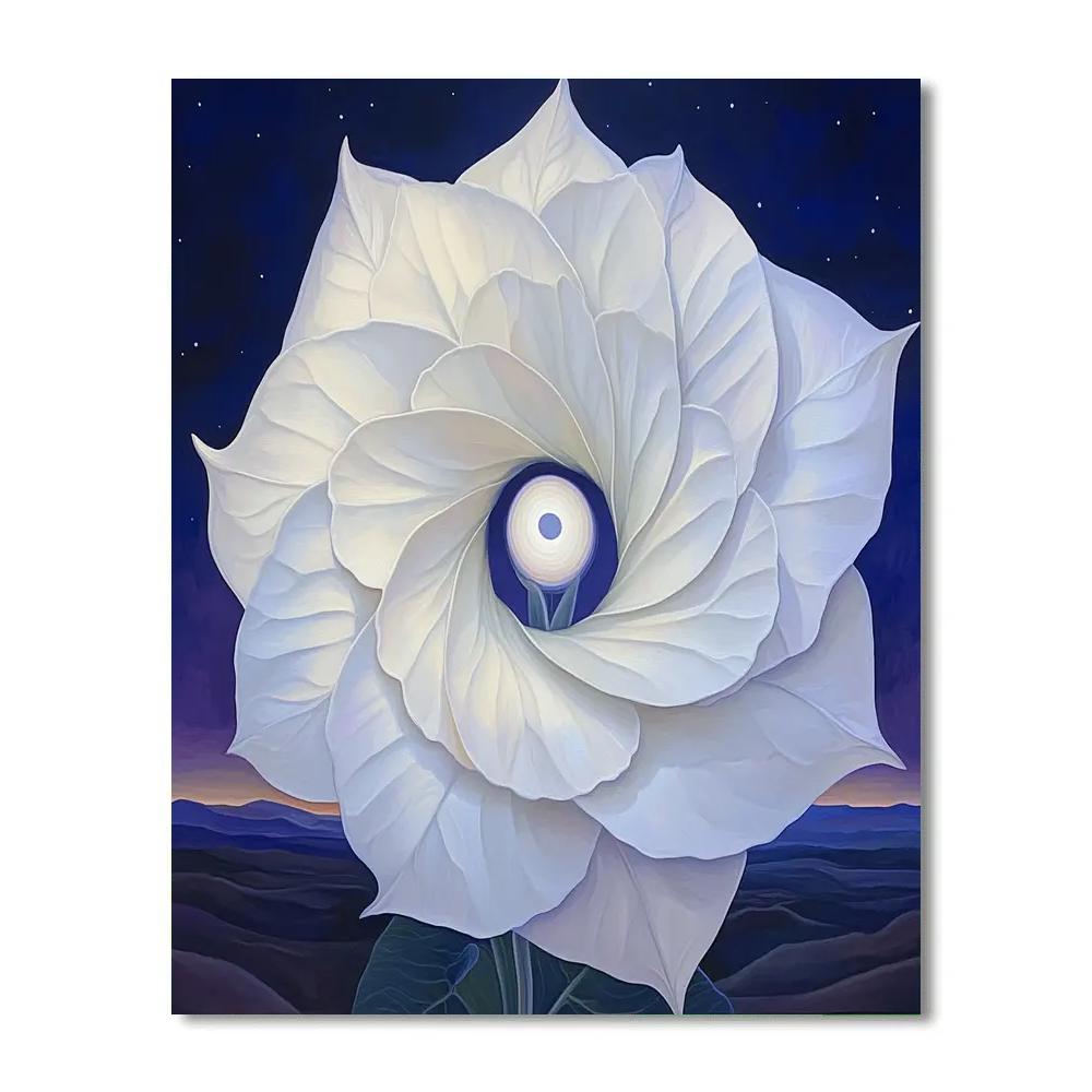 Georgia O’Keeffe Inspired Moonlit White Datura Spiral Numbered painting kits