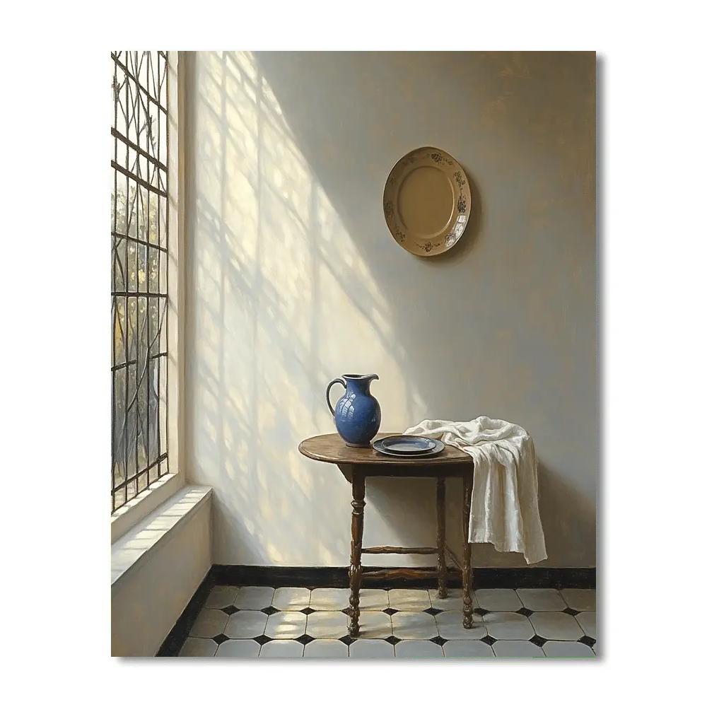 Johannes Vermeer Inspired Lapis Light On Delft Tiles paint by numbers