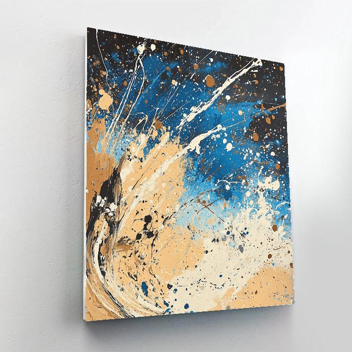 Jackson Pollock Inspired Monsoon Pulse In Ochre And Cobalt paint by number