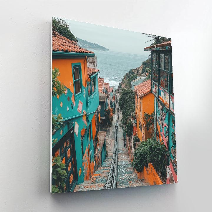 Cable Car Curve In Valparaiso Chile DIY paint by numbers