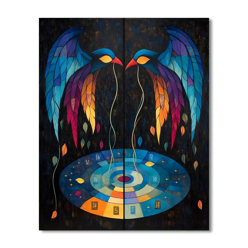 Norval Morrisseau Inspired Thunderbirds Over Medicine Lake Numbered painting kits