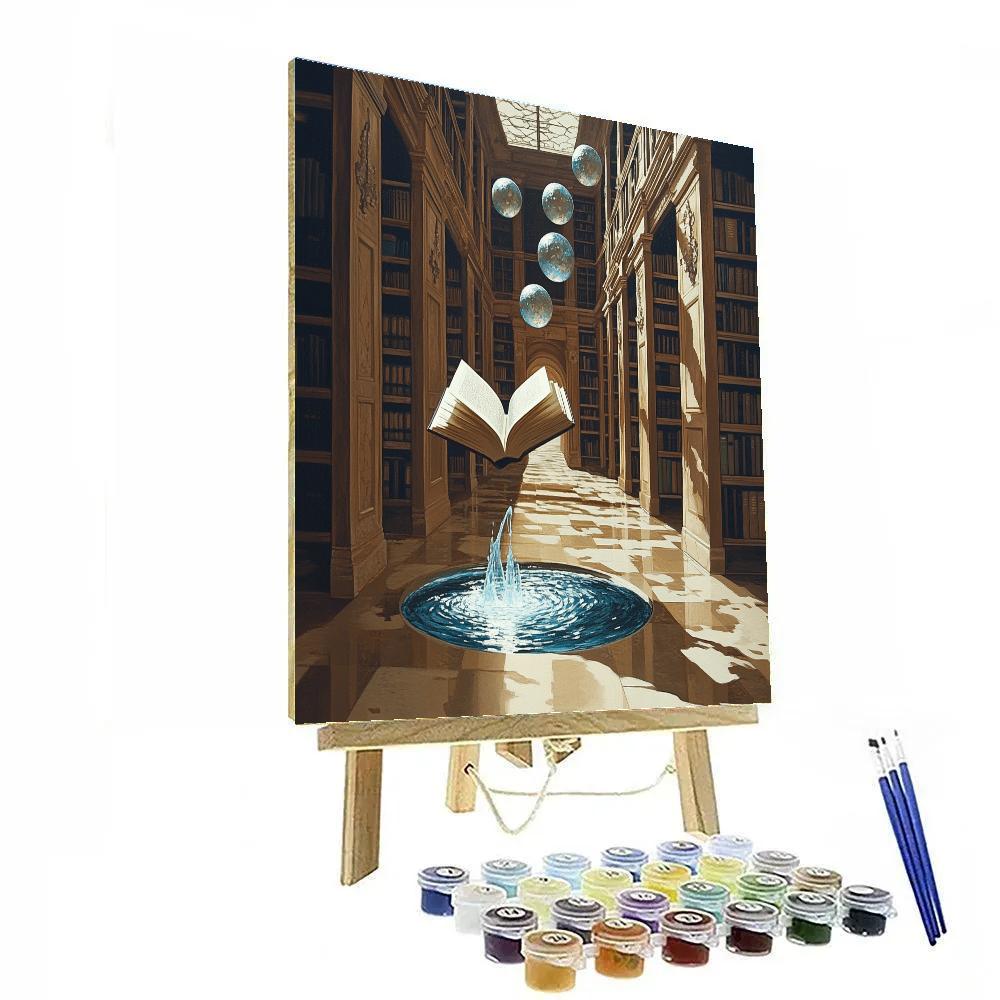 Salvador Dali Inspired Library Of Floating Books Painting by numbers kit
