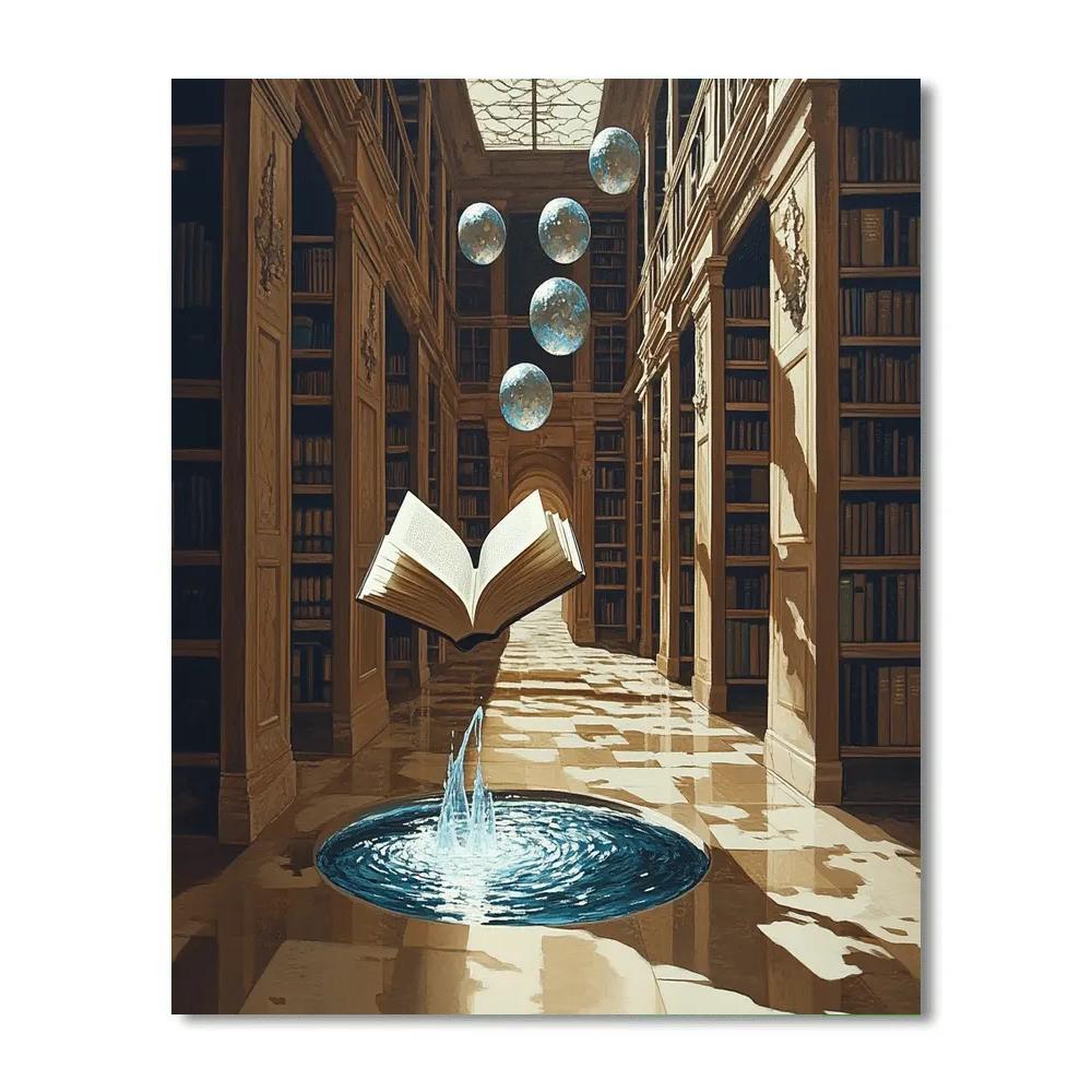 Salvador Dali Inspired Library Of Floating Books Painting by numbers kit