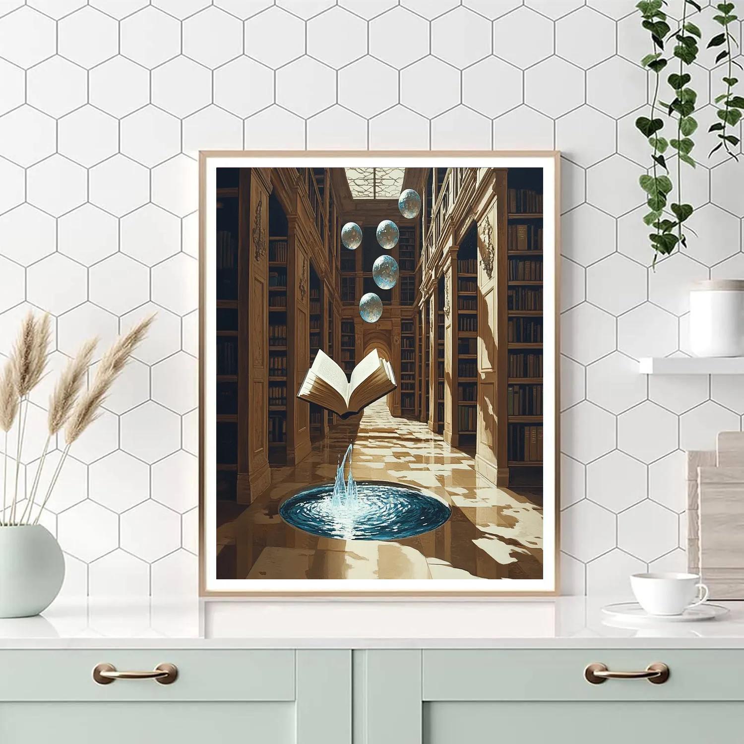 Salvador Dali Inspired Library Of Floating Books Painting by numbers kit