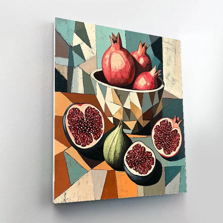 Pablo Picasso Inspired Cubist Orchard Still Life With Fractured Pomegranates Painting by numbers kit
