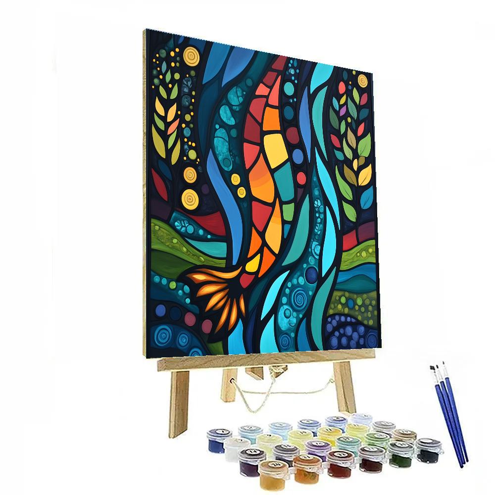 Norval Morrisseau Inspired Salmon Of The River Dreaming Paint by numbers kits