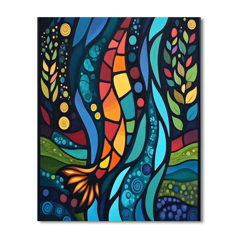 Norval Morrisseau Inspired Salmon Of The River Dreaming Paint by numbers kits
