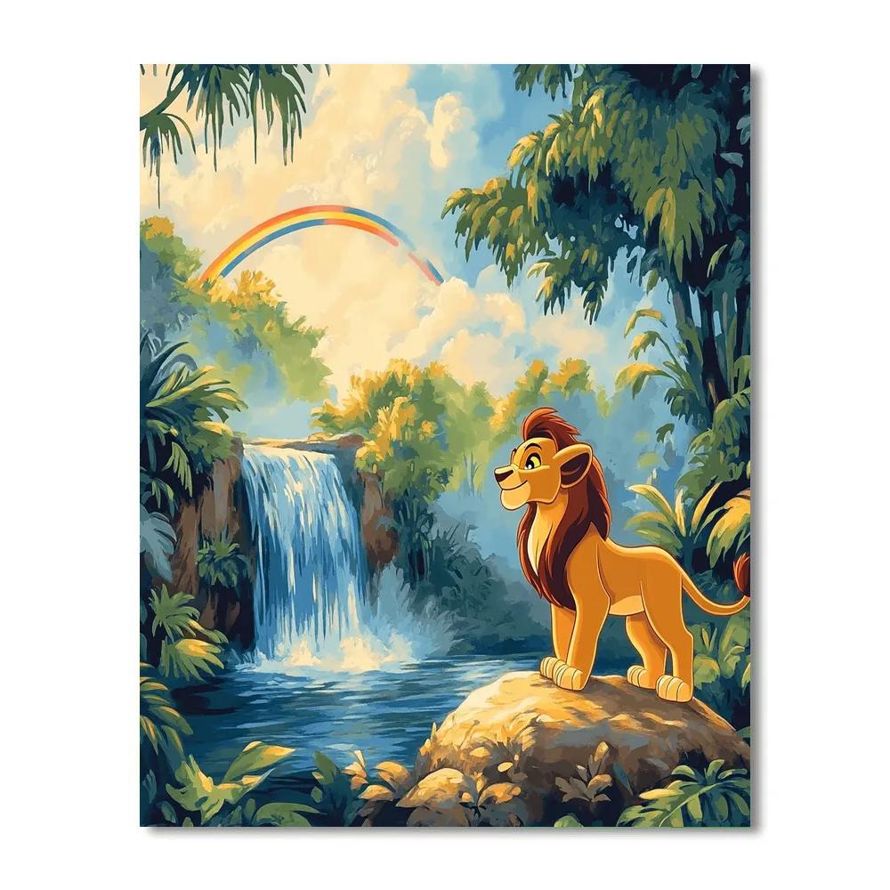 Simba Waterfall Rainbow Step Disney Inspired paint by color
