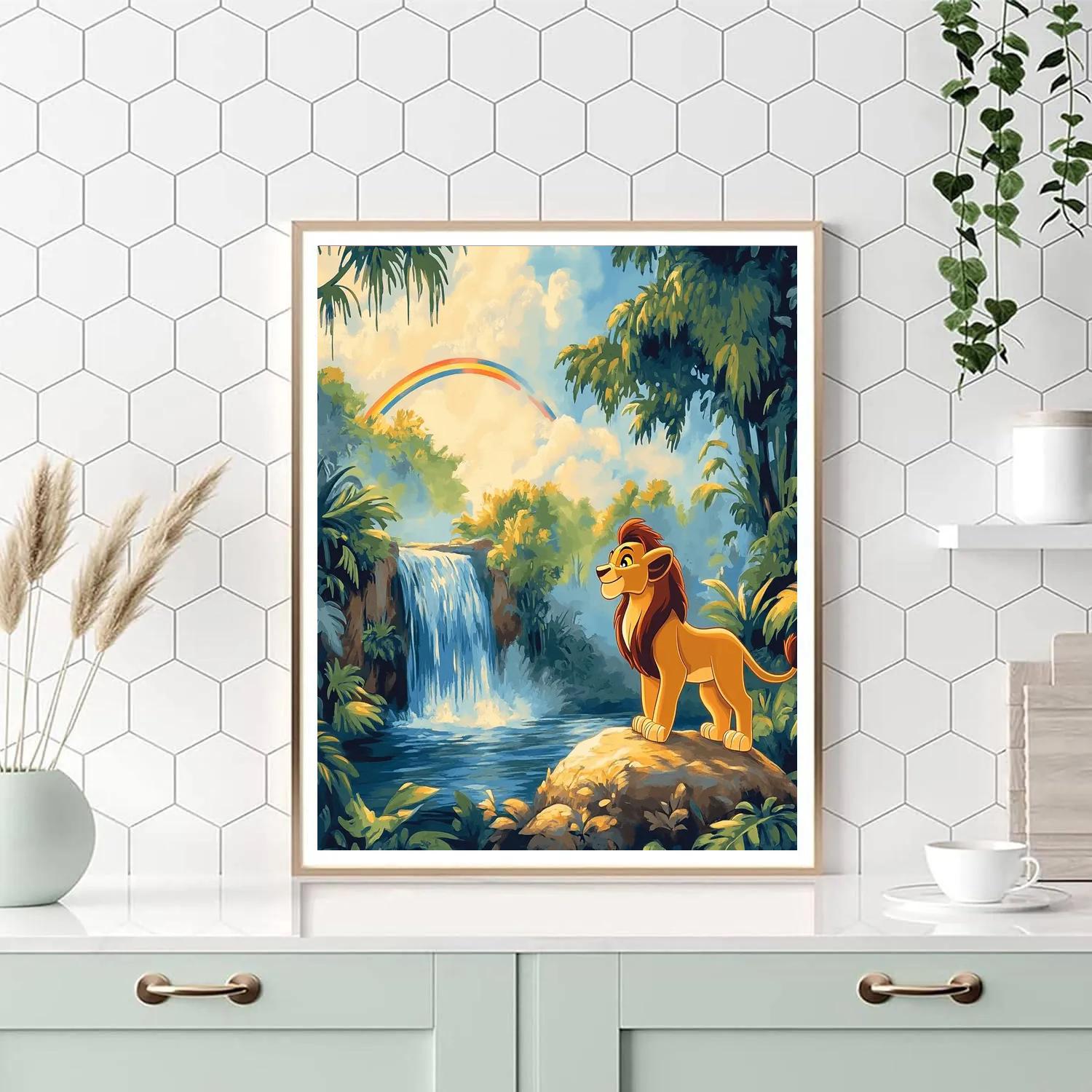 Simba Waterfall Rainbow Step Disney Inspired paint by color