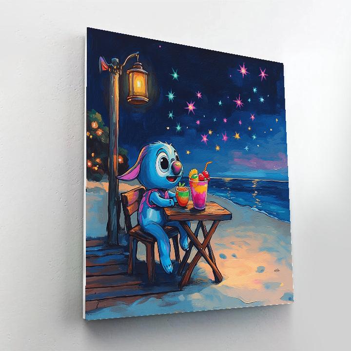 Stitch Galactic Bubble Tea Break Disney Inspired Painting by numbers kit