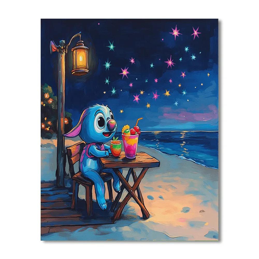 Stitch Galactic Bubble Tea Break Disney Inspired Painting by numbers kit