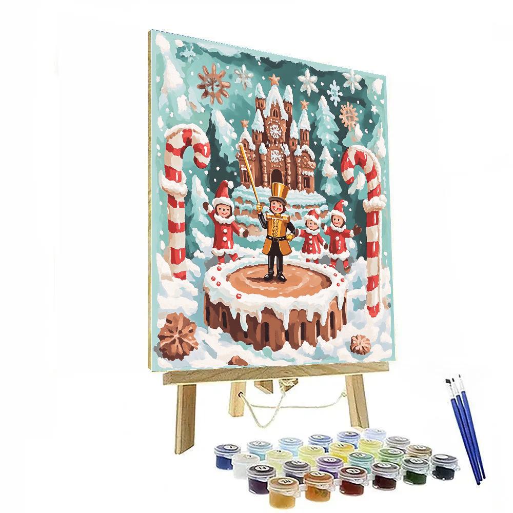 Clockwork Gingerbread Castle Carolers paint by number