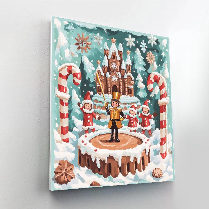 Clockwork Gingerbread Castle Carolers paint by number