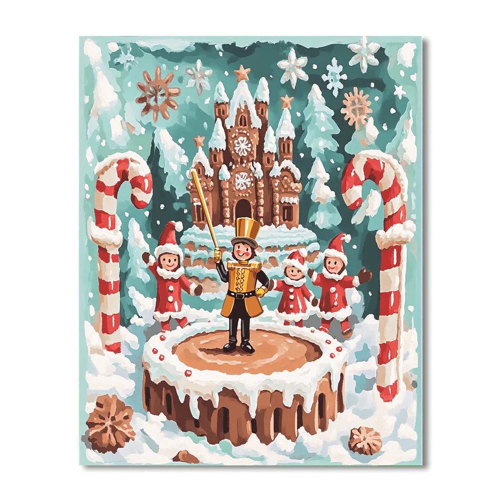 Clockwork Gingerbread Castle Carolers paint by number