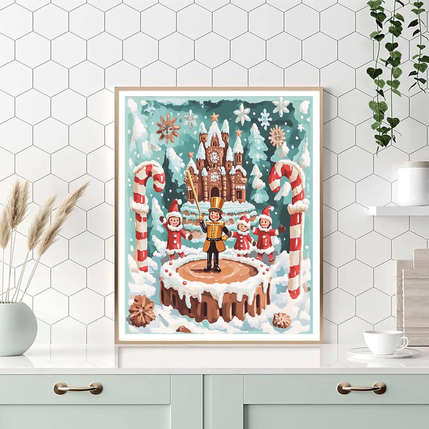 Clockwork Gingerbread Castle Carolers paint by number