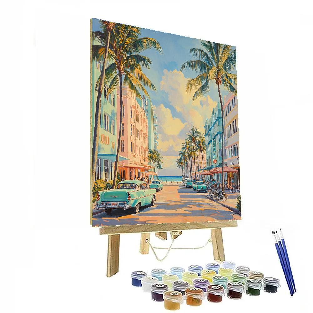 Art Deco Beachfront Drive Miami United States painting number kit