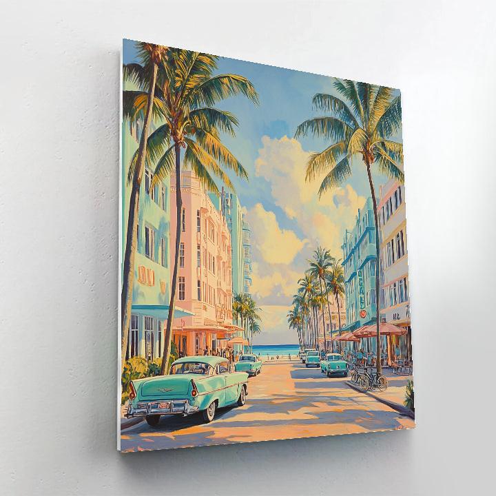 Art Deco Beachfront Drive Miami United States painting number kit
