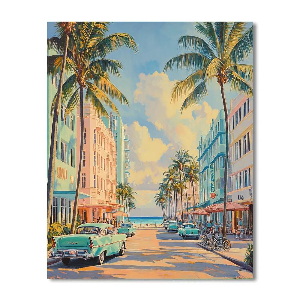 Art Deco Beachfront Drive Miami United States painting number kit