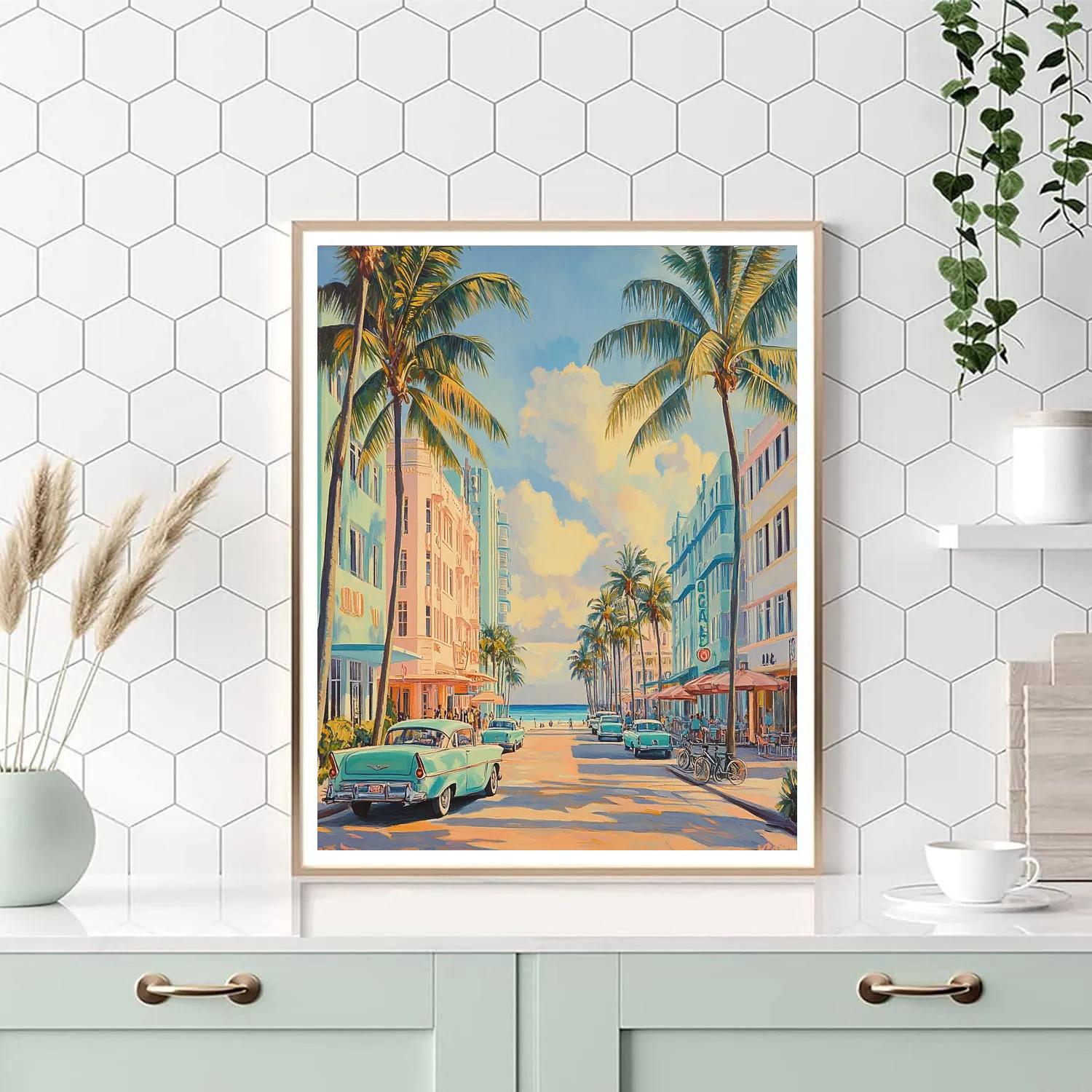 Art Deco Beachfront Drive Miami United States painting number kit