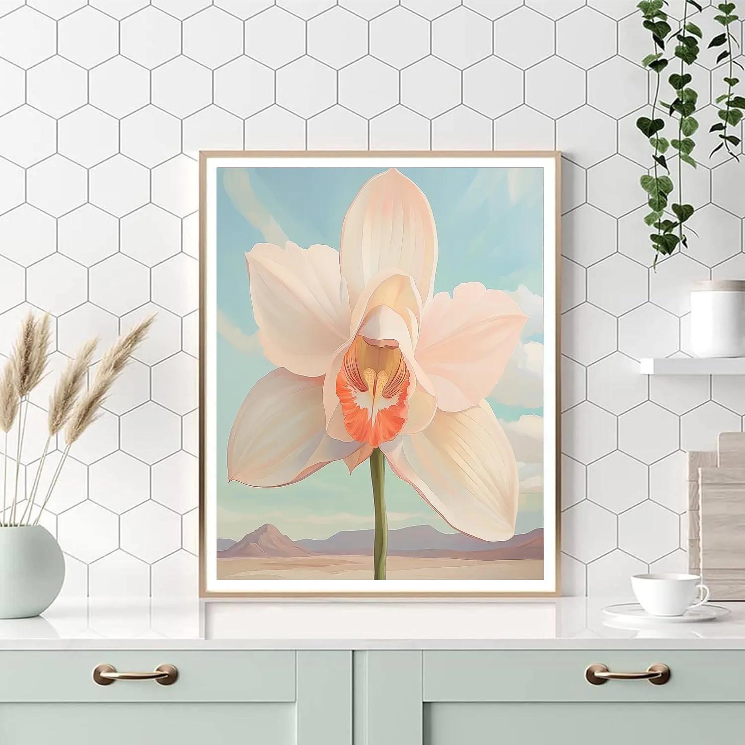 Georgia O Keeffe Inspired Desert Orchid Sky Number painting