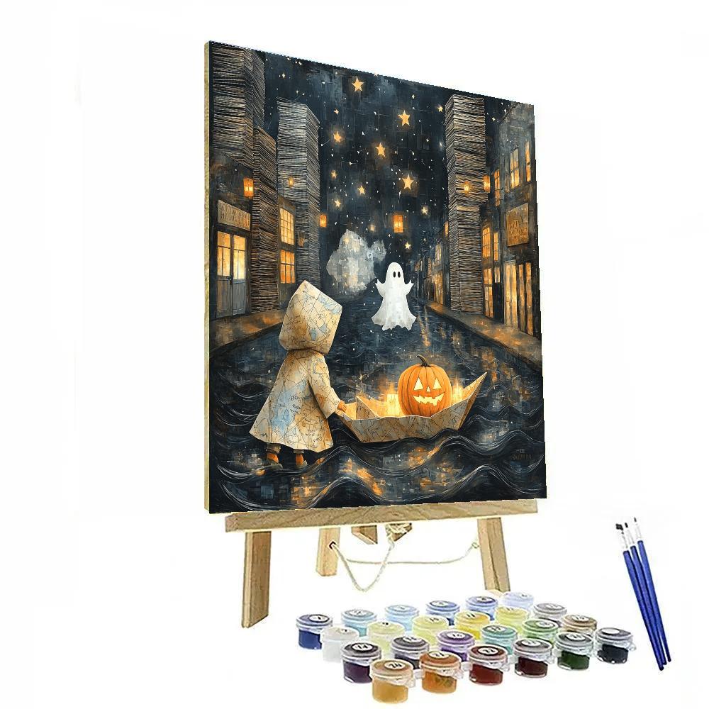 Lantern Parade With Spooky Paper Sea Number painting