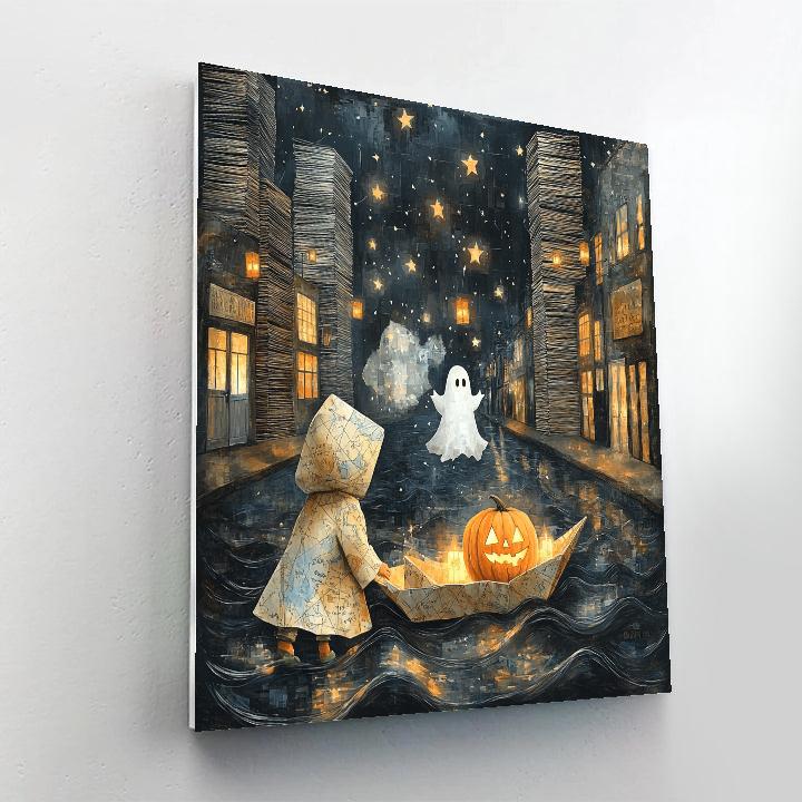 Lantern Parade With Spooky Paper Sea Number painting