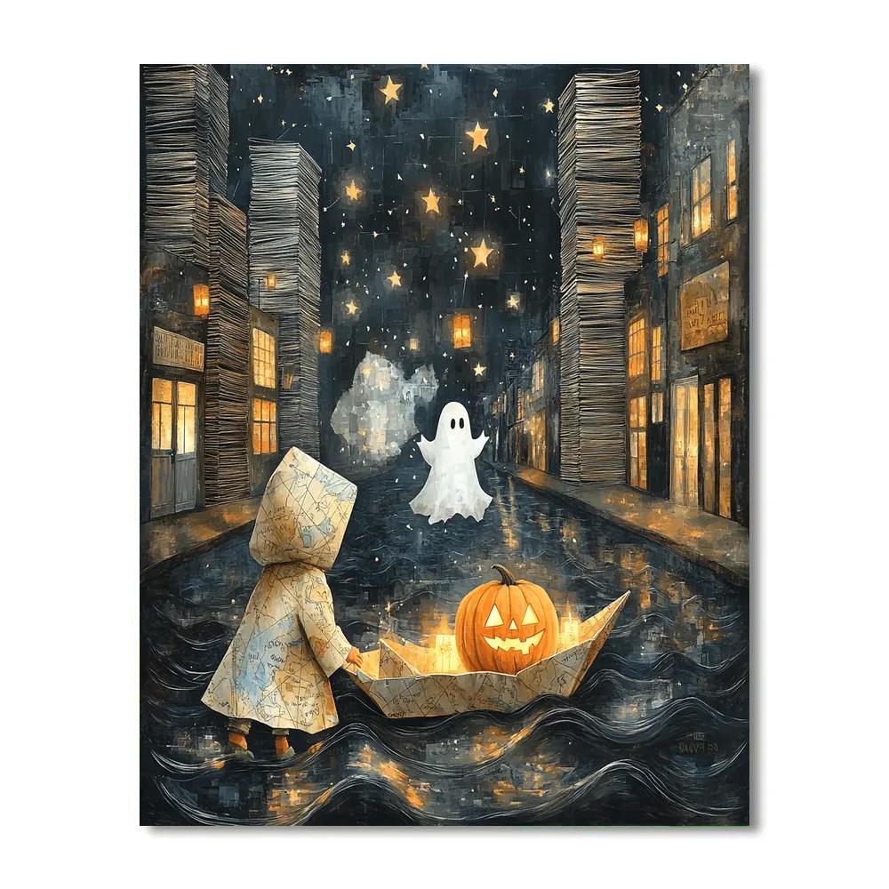 Lantern Parade With Spooky Paper Sea Number painting