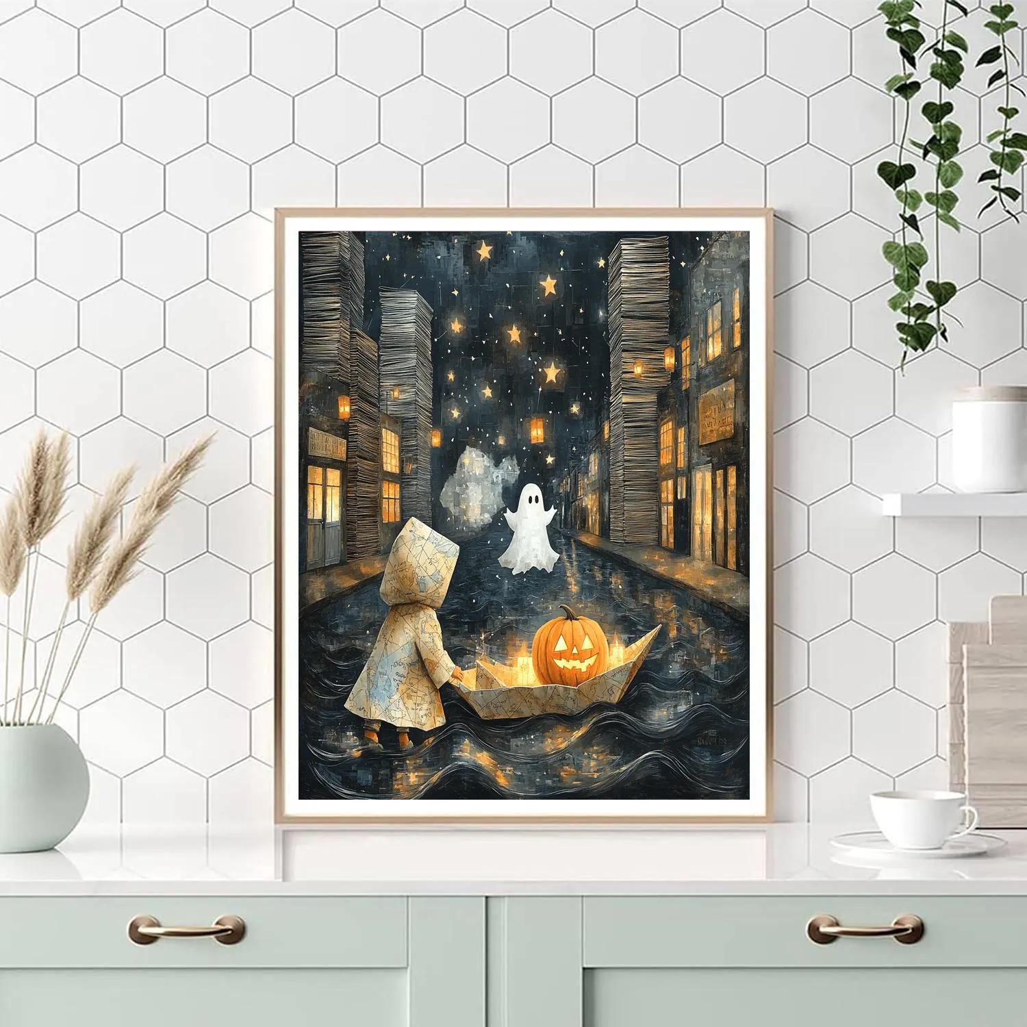 Lantern Parade With Spooky Paper Sea Number painting